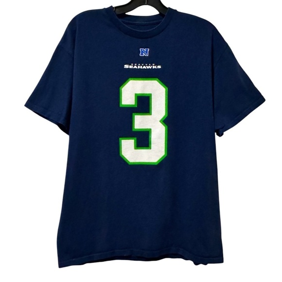 Men’s Russell Wilson Seattle Seahawks NFL T Shirt Size Large Blue Football - Picture 2 of 6